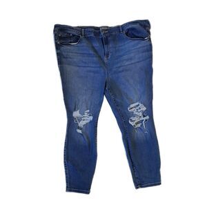 Torrid | Super Soft Distressed Mid-Fit Stretch Skinny Jeans, Plus Size 24 Short